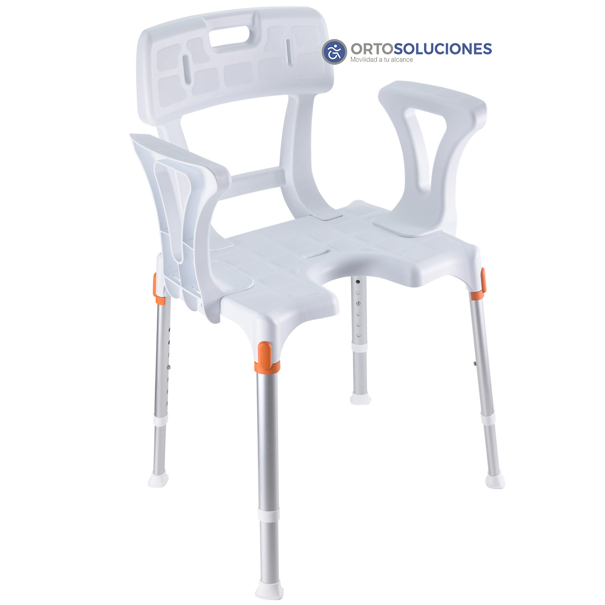 Silla de ducha asiento U y reposabrazos