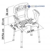 Silla de ducha asiento U y reposabrazos